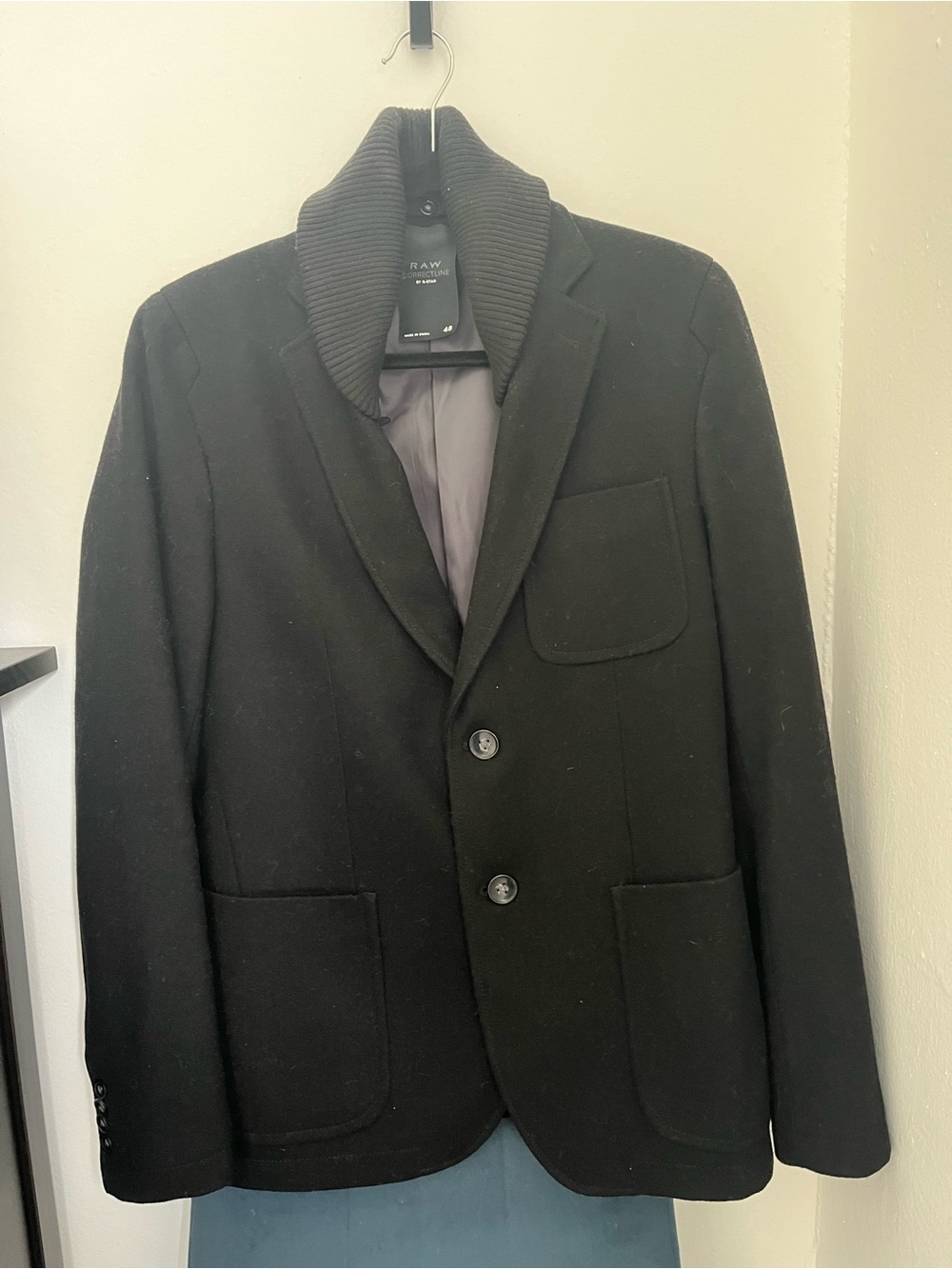 G-Star Black Shawl-Collar Wool Pea Coat